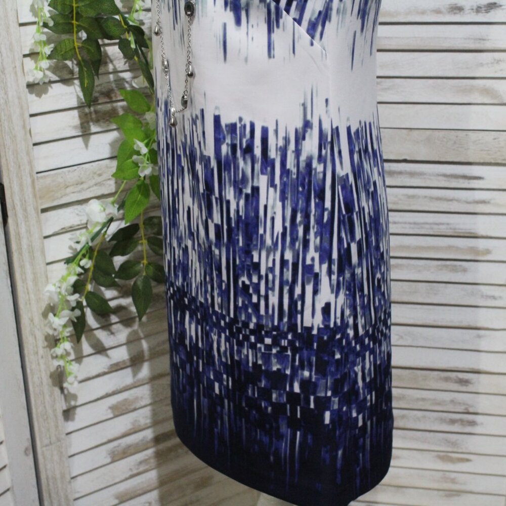 Vince Camuto Blue White Knee Length Sheath Dress (36) - Picture 14 of 16